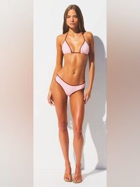 Skins Women’s Pink Contrast Trim Triangle Bikini Hipster Size S